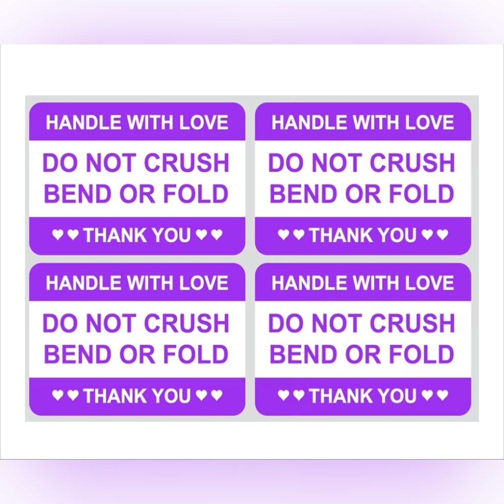 24 Do Not Crush Bend Or Fold Stickers Purple - Picture 2 of 2